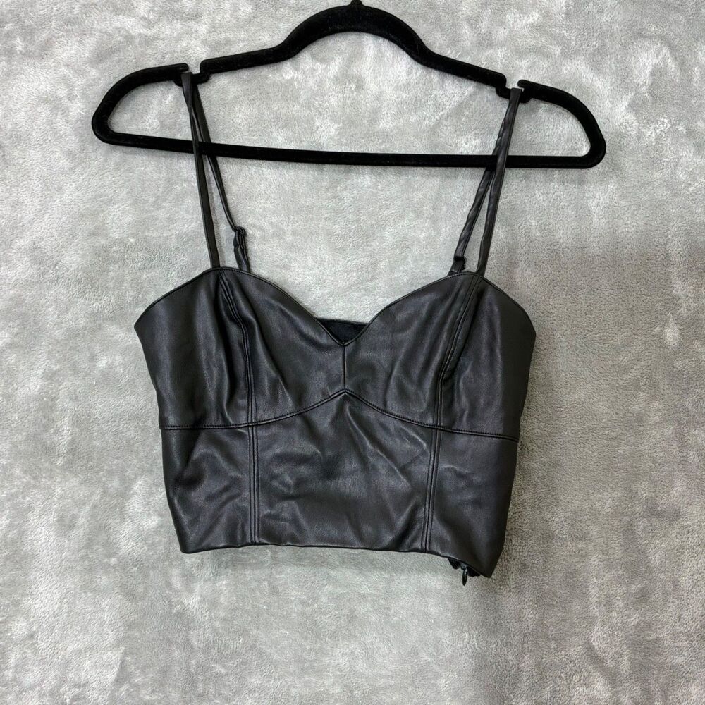 Forever 21 Y2K Faux Leather Bustier Corset Women’s M Black Moto Festival Vamp